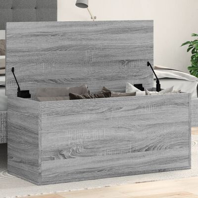 vidaXL Caja de almacenaje madera ingeniería gris Sonoma 100x42x46 cm