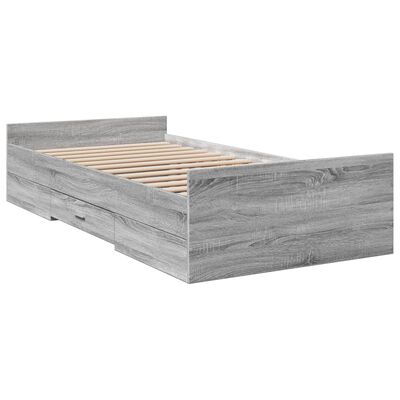 vidaXL Cama con cajones madera de ingeniería gris Sonoma 90x190 cm