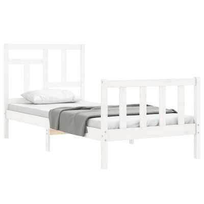 vidaXL Estructura de cama con cabecero madera maciza blanco 90x200 cm