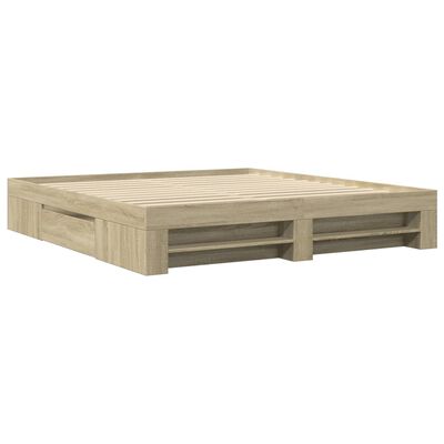 vidaXL Estructura de cama madera de ingeniería roble Sonoma 200x200 cm