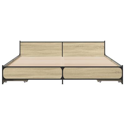 vidaXL Cama con cajones madera ingeniería roble Sonoma 200x200 cm