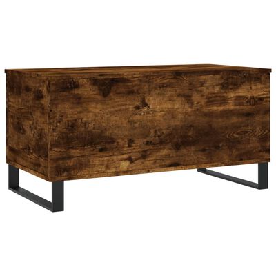 vidaXL Mesa de centro madera contrachapada roble ahumado 90x44,5x45 cm