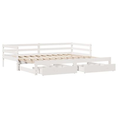 vidaXL Sofá cama nido con cajones madera maciza pino blanca 90x200 cm