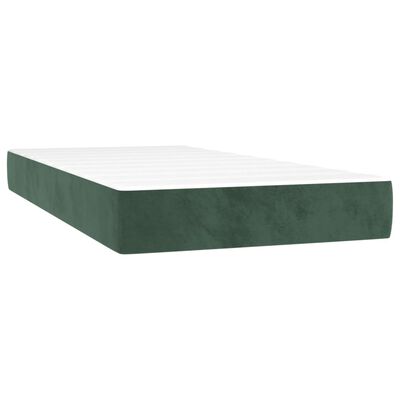 vidaXL Cama box spring colchón y LED terciopelo verde oscuro 90x190 cm