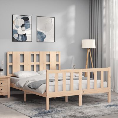 vidaXL Estructura de cama de matrimonio con cabecero madera maciza