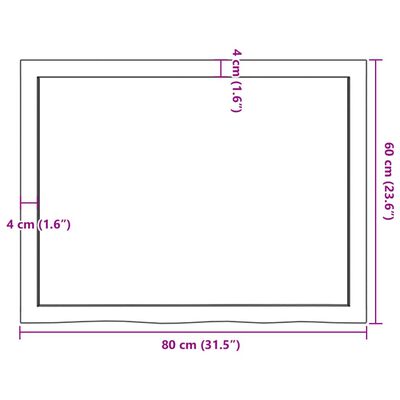 vidaXL Tablero de mesa madera maciza roble sin tratar 80x60x(2-6) cm