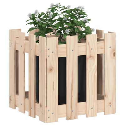 vidaXL Jardinera con diseño de valla madera maciza de pino 40x40x40 cm