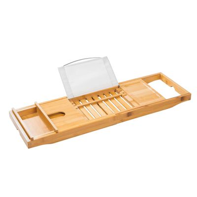 Mesa de bambú para bañera con altura ajustable, bandeja de baño