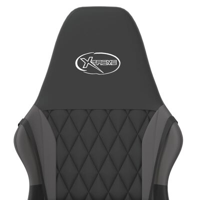 vidaXL Silla gaming cuero sintético negro y gris