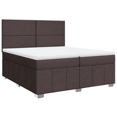 vidaXL Cama box spring con colchón tela marrón oscuro 200x200 cm