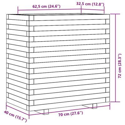 vidaXL Jardinera de madera maciza de pino blanca 70x40x72 cm