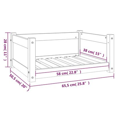 vidaXL Cama para perros madera maciza pino marrón miel 65,5x50,5x28 cm