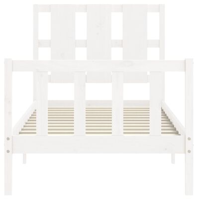 vidaXL Estructura de cama con cabecero madera maciza blanco 90x190 cm