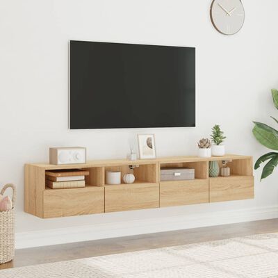 vidaXL Muebles de pared para TV 2 uds madera roble Sonoma 80x30x30 cm