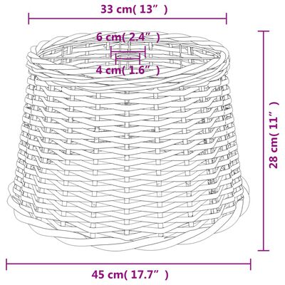 vidaXL Pantalla para lámpara de techo mimbre blanco Ø45x28 cm