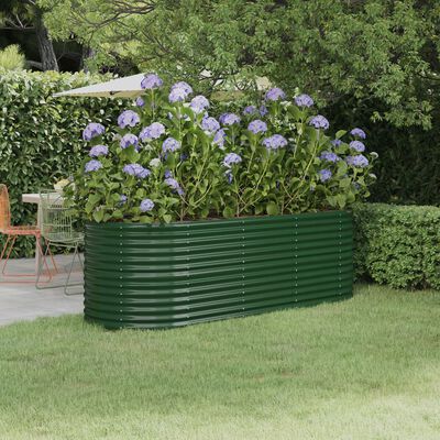 vidaXL Jardinera arriate acero recubrimiento polvo verde 224x80x68 cm