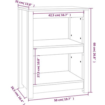 vidaXL Estantería madera maciza de pino blanca 50x35x68 cm