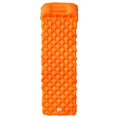 vidaXL Colchón de camping inflable con almohada 1 persona naranja