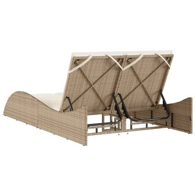 vidaXL Tumbona con cojines ratán sintético beige 114x205x73 cm