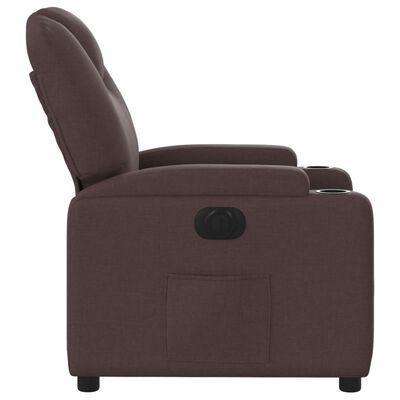 vidaXL Sillón reclinable eléctrico tela marrón oscuro