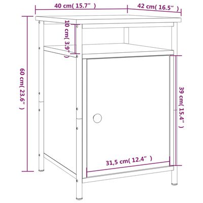 vidaXL Mesitas de noche 2 uds madera contrachapada negro 40x42x60 cm