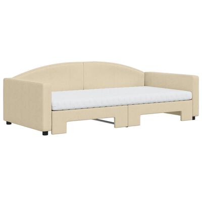 vidaXL Sofá cama nido con colchón tela crema 100x200 cm