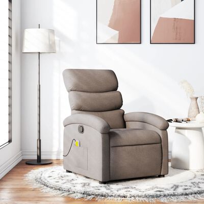 vidaXL Sillón de masaje reclinable de tela gris taupé