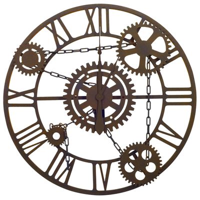 vidaXL Reloj de pared de metal marrón 80 cm