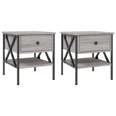 vidaXL Mesita de noche 2 uds madera ingeniería gris Sonoma 40x42x45 cm