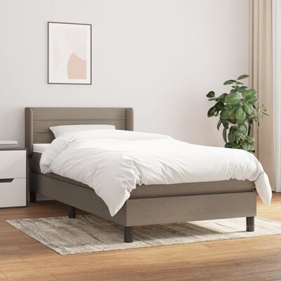 vidaXL Cama box spring con colchón tela gris taupe 90x200 cm