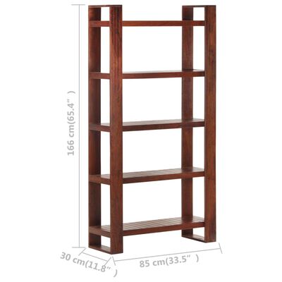 vidaXL Librería de madera maciza de acacia marrón miel 85x30x166 cm