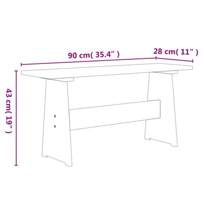 vidaXL Mesa de comedor con banco REINE madera maciza pino marrón gris