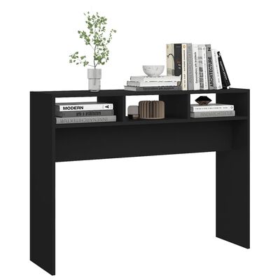 vidaXL Mesa consola madera contrachapada negro 105x30x80 cm