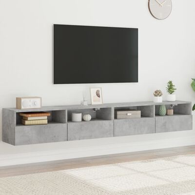 vidaXL Muebles de pared de TV 2 uds madera gris hormigón 100x30x30 cm