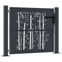 vidaXL Puerta de jardín acero gris antracita diseño bambú 105x105 cm