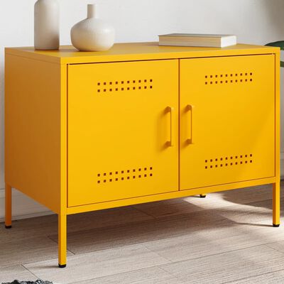 vidaXL Mueble de TV de acero amarillo mostaza 68x39x50,5 cm