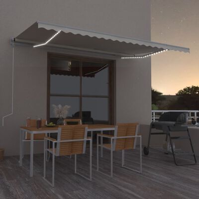 vidaXL Toldo automático con LED sensor de viento crema 500x350 cm