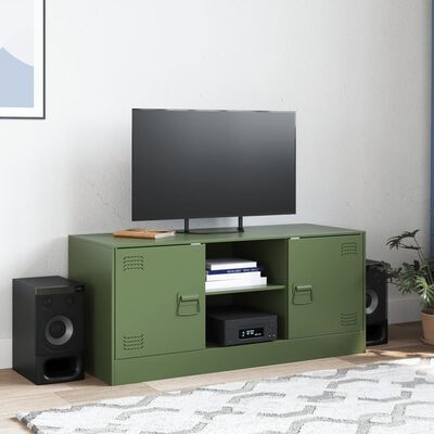 vidaXL Mueble de TV de acero verde oliva 99x39x44 cm