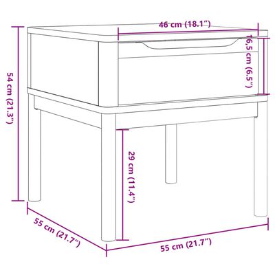 vidaXL Mesita FLORO madera maciza de pino marrón cera 55x55x54 cm