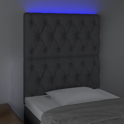 vidaXL Cabecero con luces LED tela gris oscuro 80x7x118/128 cm