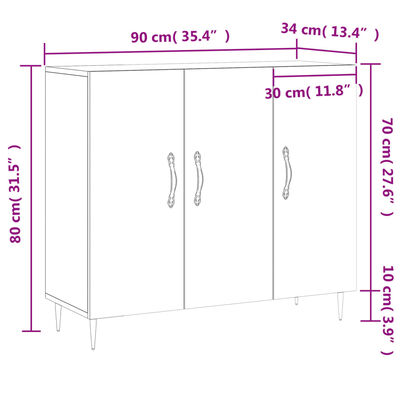 vidaXL Aparador de madera de ingeniería roble Sonoma 90x34x80 cm