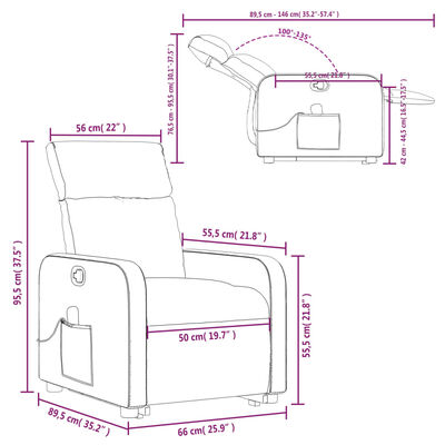 vidaXL Sillón reclinable de masaje de pie cuero artificial color crema