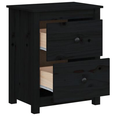 vidaXL Mesitas de noche 2 uds madera maciza de pino negra 50x35x61,5cm