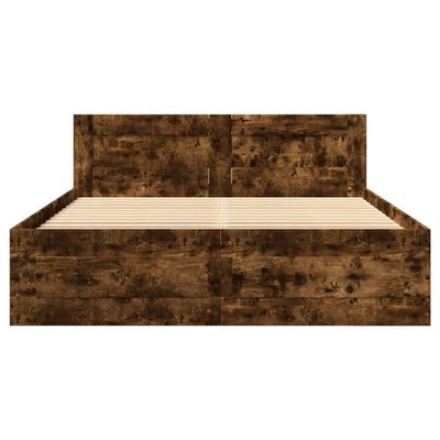 vidaXL Cama con cabecero madera de ingeniería roble ahumado 140x200 cm