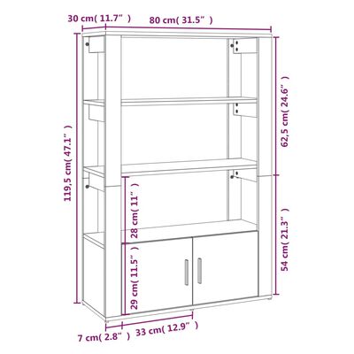 vidaXL Aparador de madera contrachapada negro 80x30x119,5 cm