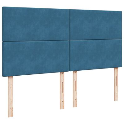 vidaXL Cama box spring con colchón terciopelo azul 200x200 cm