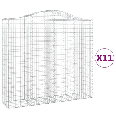 vidaXL Cestas gaviones 11 uds forma de arco hierro 200x50x180/200 cm