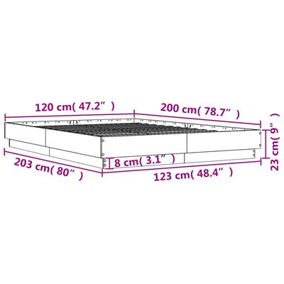 vidaXL Estructura de cama con luces LED roble Sonoma 120x200 cm