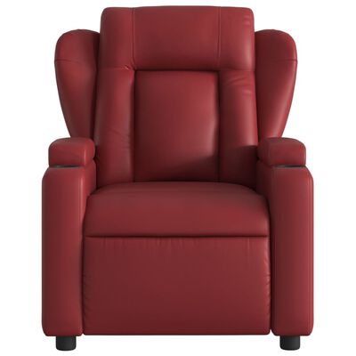 vidaXL Sillón de masaje reclinable cuero sintético rojo tinto