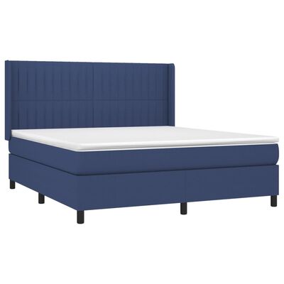 vidaXL Cama box spring con colchón tela azul 180x200 cm